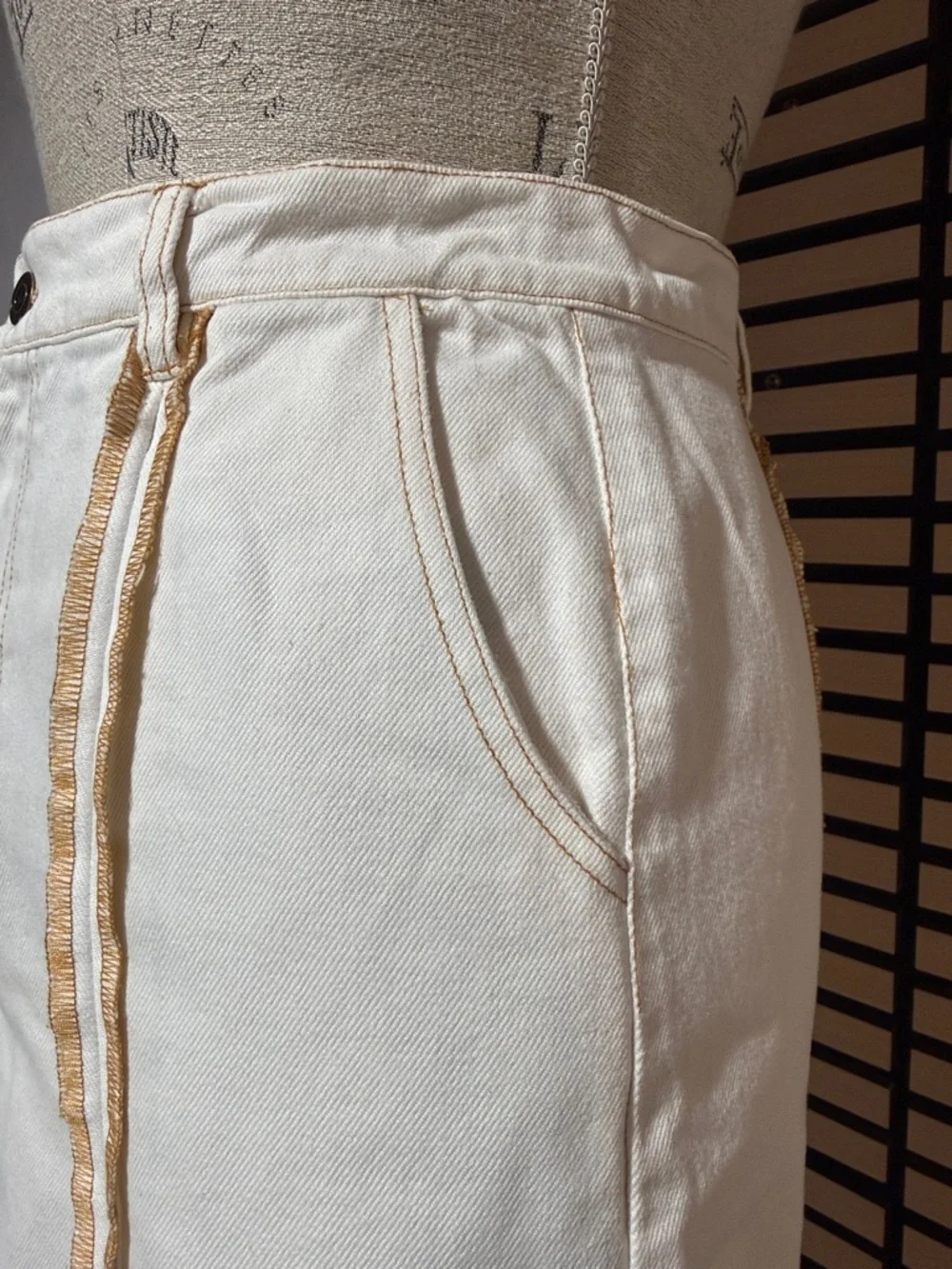 Moon River Neutral Cream Midi Skirt - Picture 7 of 9